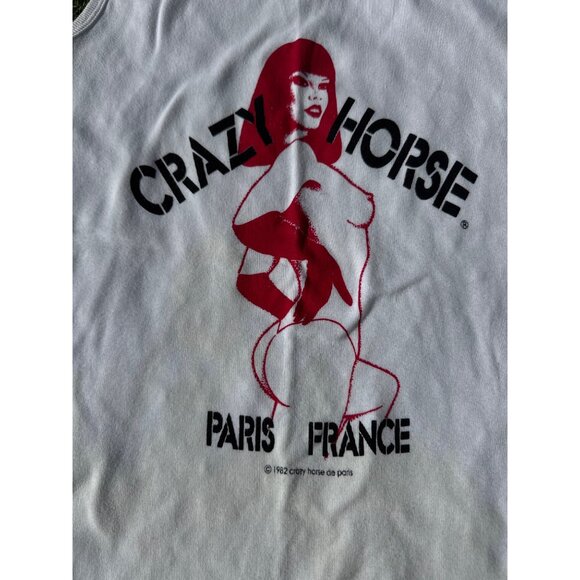 Rare Vintage 1982 Crazy Horse Paris France white Tank Top 100% Cotton TU Size s - Picture 3 of 4
